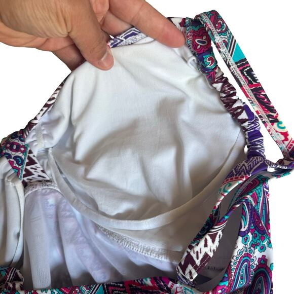 Swimsuits For All Size 18 Underwire Swimdress Paisley Aztec Print Adjustable - Picture 8 of 12